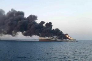 آتش گرفتن یک کشتی عراقی در آب‌های خلیج فارس